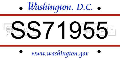 SS71955 District Of Columbia License Plate