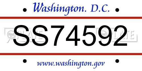 SS74592 District Of Columbia License Plate