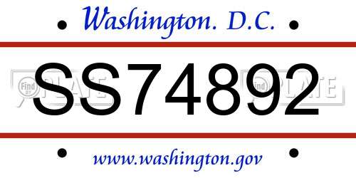 SS74892 District Of Columbia License Plate