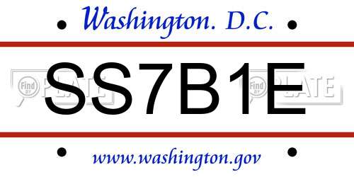 SS7B1E District Of Columbia License Plate