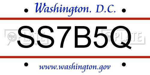 SS7B5Q District Of Columbia License Plate