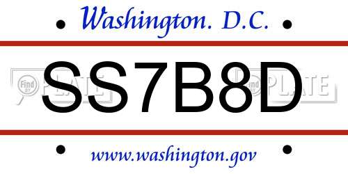 SS7B8D District Of Columbia License Plate