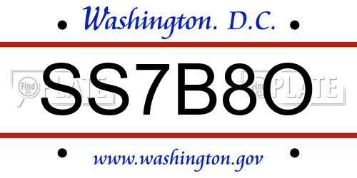 SS7B8O District Of Columbia License Plate