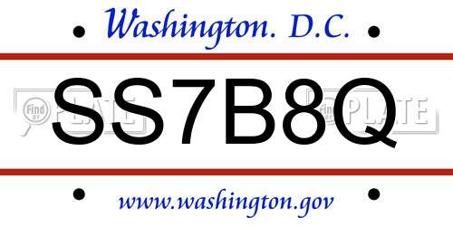SS7B8Q District Of Columbia License Plate