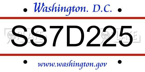 SS7D225 District Of Columbia License Plate