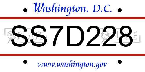 SS7D228 District Of Columbia License Plate