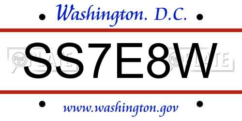 SS7E8W District Of Columbia License Plate