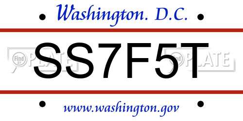 SS7F5T District Of Columbia License Plate