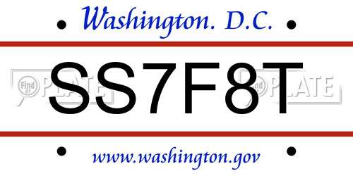 SS7F8T District Of Columbia License Plate