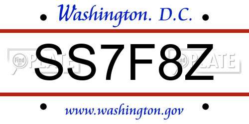 SS7F8Z District Of Columbia License Plate