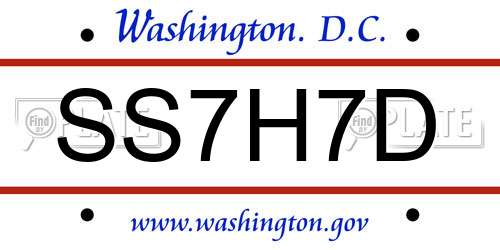 SS7H7D District Of Columbia License Plate