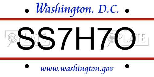 SS7H7O District Of Columbia License Plate