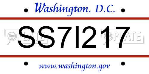 SS7I217 District Of Columbia License Plate