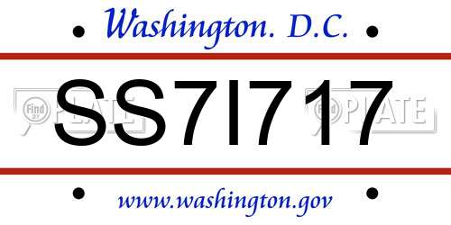 SS7I717 District Of Columbia License Plate