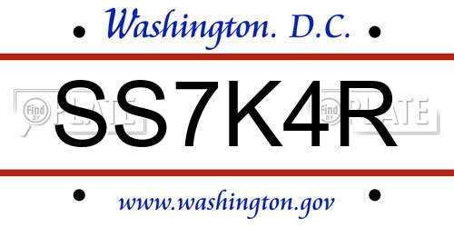 SS7K4R District Of Columbia License Plate