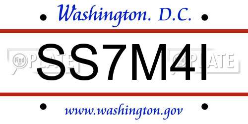 SS7M4I District Of Columbia License Plate