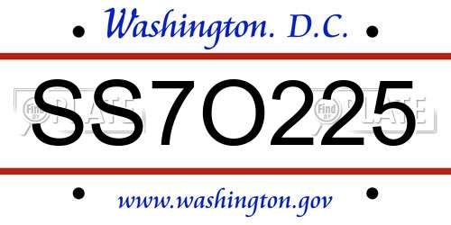 SS7O225 District Of Columbia License Plate