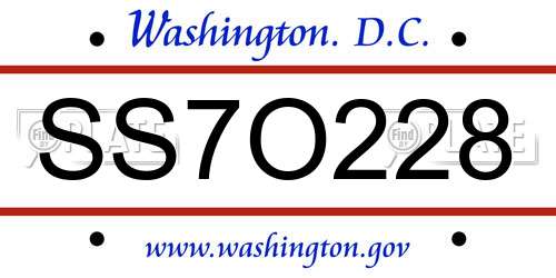 SS7O228 District Of Columbia License Plate