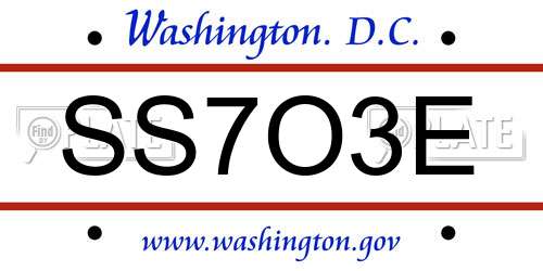 SS7O3E District Of Columbia License Plate