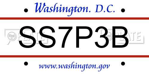 SS7P3B District Of Columbia License Plate