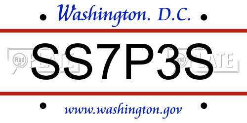 SS7P3S District Of Columbia License Plate