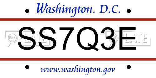 SS7Q3E District Of Columbia License Plate