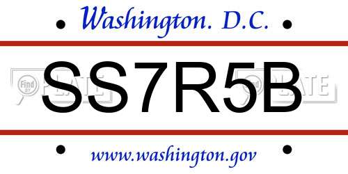 SS7R5B District Of Columbia License Plate