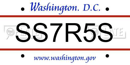 SS7R5S District Of Columbia License Plate