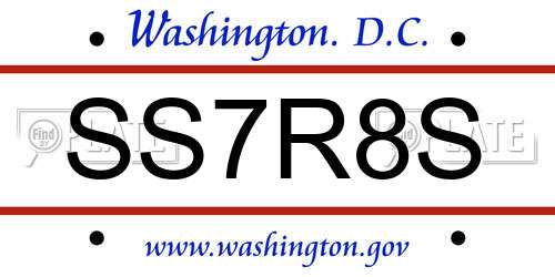 SS7R8S District Of Columbia License Plate