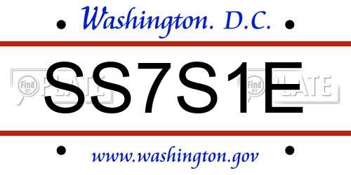 SS7S1E District Of Columbia License Plate