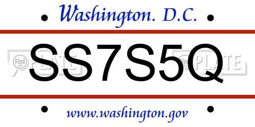 SS7S5Q District Of Columbia License Plate