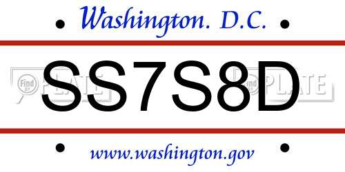 SS7S8D District Of Columbia License Plate