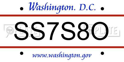 SS7S8O District Of Columbia License Plate