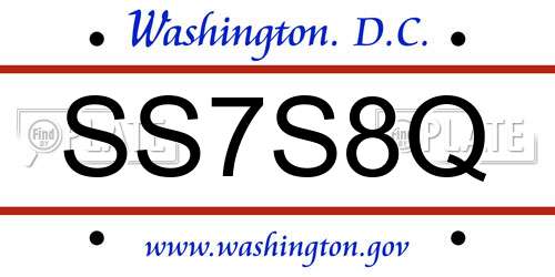 SS7S8Q District Of Columbia License Plate