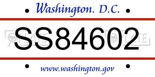 SS84602 District Of Columbia License Plate