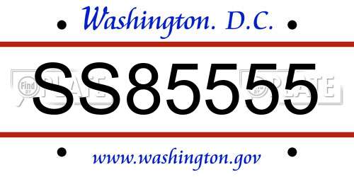 SS85555 District Of Columbia License Plate