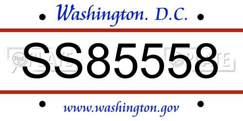 SS85558 District Of Columbia License Plate
