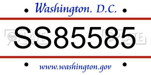SS85585 District Of Columbia License Plate