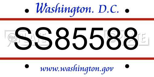 SS85588 District Of Columbia License Plate