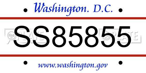 SS85855 District Of Columbia License Plate