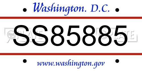 SS85885 District Of Columbia License Plate