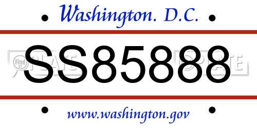 SS85888 District Of Columbia License Plate