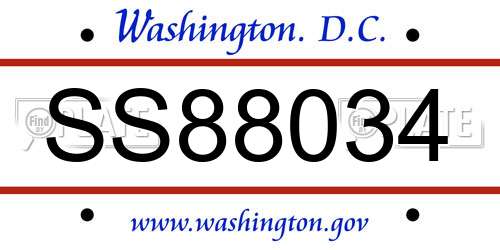 SS88034 District Of Columbia License Plate