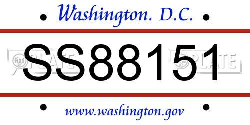 SS88151 District Of Columbia License Plate