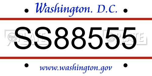 SS88555 District Of Columbia License Plate