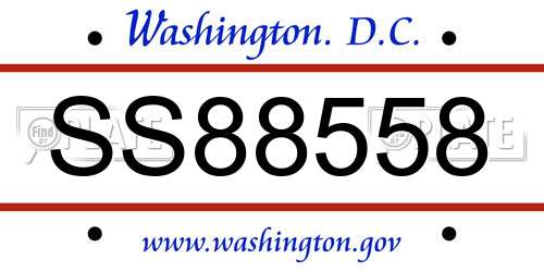 SS88558 District Of Columbia License Plate