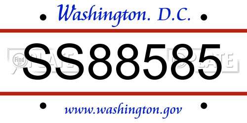 SS88585 District Of Columbia License Plate