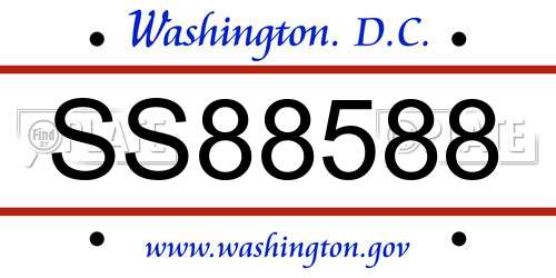 SS88588 District Of Columbia License Plate