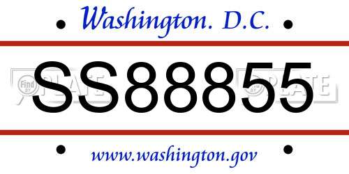 SS88855 District Of Columbia License Plate