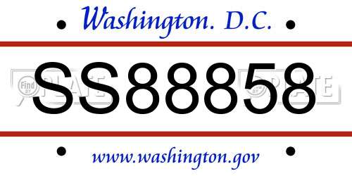 SS88858 District Of Columbia License Plate